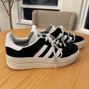 Adidas Women's Black and White Platform Gazelle Sneakers